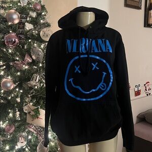NIRVANA Black Hoodie with Red and Orange Logo